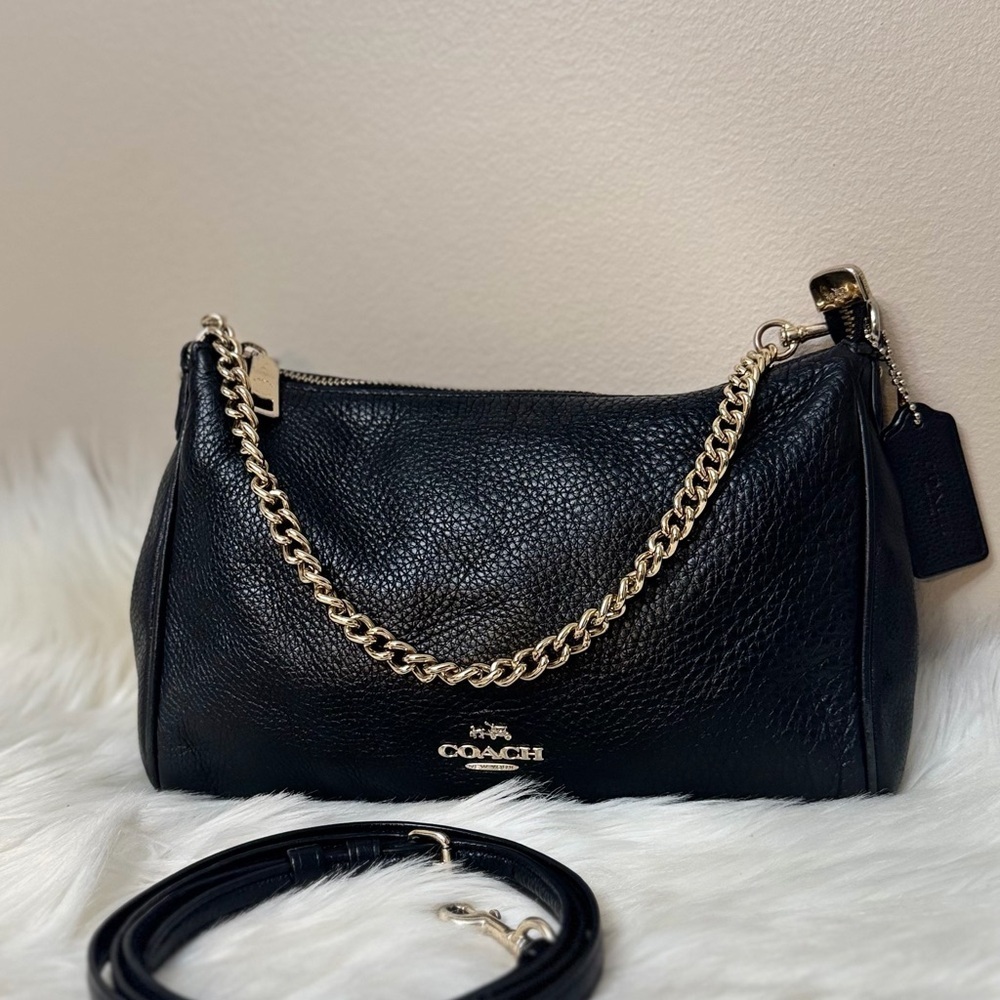 Coach Luxury Pebble Leather Convertible Crossbody Handbag Purse#F3666